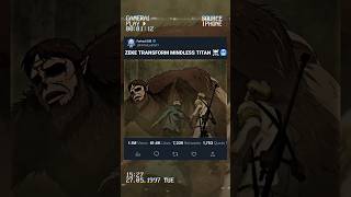 Zeke Transform Mindless Titan ☠️🥶 #shots #aot #zekeyeager #aot #quotes #foryou #eren #titans