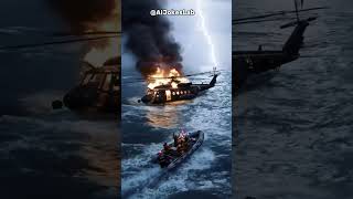 Helicopter Catches Fire in the Middle of a Mission! Fire Burns in the Middle of the Ocean #shorts