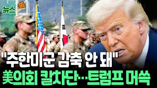 [뉴스쏙] 주한미군 감축 당분간 못한다…美의회서 칼차단｜하원 '주한미군 규모 유지' 명문화…앞서 상원도 '제동' / 연합뉴스TV(YonhapnewsTV)