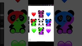 Mixing color of loves. Drawing panda #beautifulcolours #mixingcolor #cute #drawing #dop #education