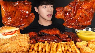 ASMR MUKBANG BBQ CHICKEN & FRIED CHICKEN & SMOKED CHICKEN BURGER & FRENCH FRIES & CHICKEN NUGGETS
