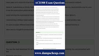 ACD300 Exam Questions: Authentic Dumps to Boost Your Success with Real Experience