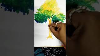 how to Draw a Tree with Oil Pastel for beginners  #shorts