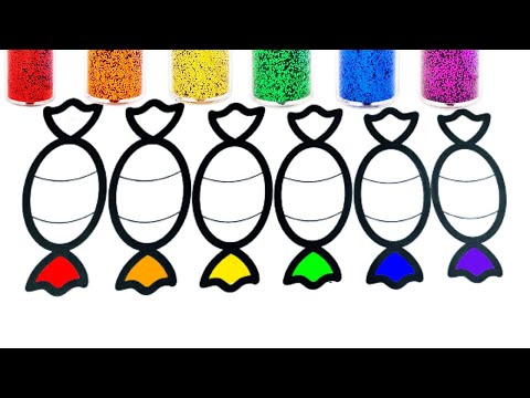 Learn How To Draw , Color ,Paint & Glitter Candies For Kids  | Drawing  & Coloring Tips 4 Toddlers