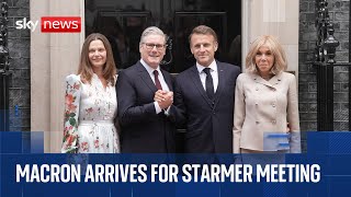 Emmanuel Macron arrives at No 10 for Starmer meeting