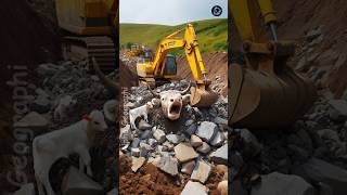 baby calf saves his buried mother with help of rescue team #humanity #cow #animals #pets #cartoon