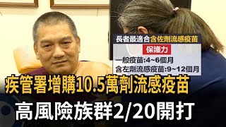 疾管署增購10.5萬劑流感疫苗 高風險族群2/20開打－民視新聞