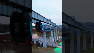 Colourful Wuhan Fully Automatic Aerial Rail Train #wuhan #china