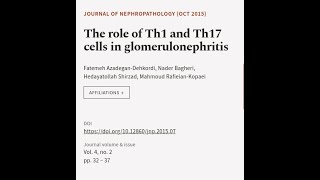The role of Th1 and Th17 cells in glomerulonephritis | RTCL.TV