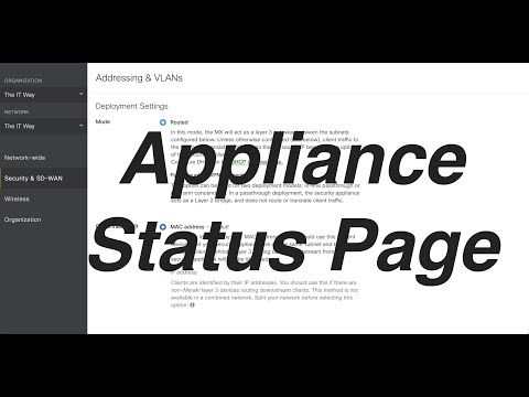 Overview of the Appliance status page for Meraki Security Appliance MX on the Meraki Dashboard