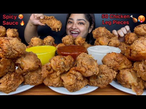 50 CRISPY FRIED PERI PERI CHICKEN DRUMSTICKS EATING CHALLENGE | CHICKEN LEG PIECE EATING CHALLENGE