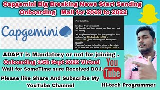 Capgemini Big Breaking News |13 sept 2022 joining Date| importatnt  DocumentsForOnboarding Capgemini