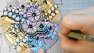 Zentangle Inspired Art - Zendala with Watercolor