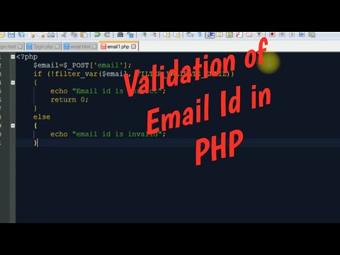 Validation of email id in PHP | HTML | Using validate email id |