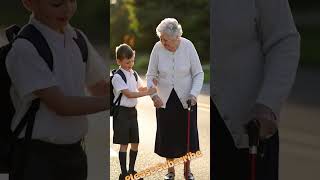 A School boy helps old women to cross the way #AIShort #viralai #Foryou #realisticAIShort #OldYoung
