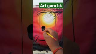 Girl Swing Moonlight Night Scenery with acrylic colour #shorts #painting #moonlightscenery