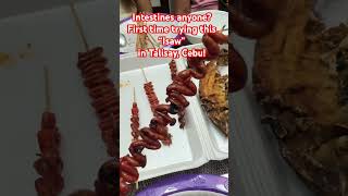 “Isaw”" Filipino street food barbecued pig/chicken intestines, grilled on sticks #food #foodlover
