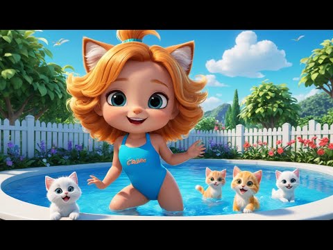 Six Little Kittens Jumping in the Pool | Silly Kitten Song for Kids | Splashy Summer Rhyme