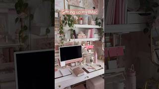 Setting up my new IMac 🖥️ Best purchase so far. #appleunboxing #imac #officesetup #pinkdecor