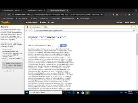 10.3.15 Perform an SQL Injection Attack : TestOut