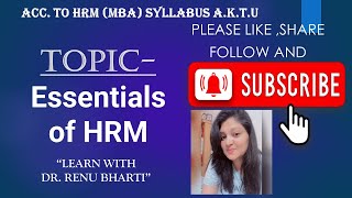 Essentials of HRM - MBA , BBA NOTES