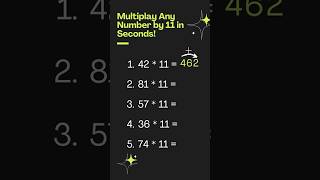 Multiply Any Number by 11 in Seconds!  #FastMath #MathHacks #LearnMath #MultiplicationTips