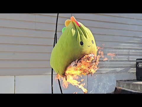 Burning Arlie The Rainbow Dinosaur Squishmallow with a BLOWTORCH (MIND-BLOWING FIRE!)