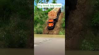 TRUCKING: 🌊 Big Load, Big River Crossing: Truck Power in Action! 🚛💪 #truck #trucking