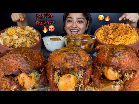 3 SPICY WHOLE ROAST CHICKEN BIRYANI WITH CHICKEN MATKA BIRYANI AND EGG MATKA BIRYANI | ASMR MUKBANG