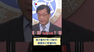 貪汙重判7年10個月! 顏寬恒三罪遭判刑｜20240726｜#shorts