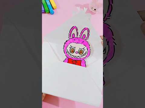I can't get Labubu, so I just draw one myself😺🎀 #labubu #diy #artscraft #trending #shorts