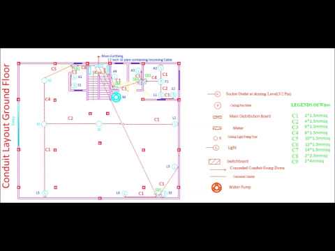 Electrical wiring using AutoCAD (with AutoCAD files)
