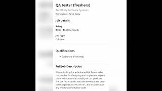 QA Testers#fresher #experienced #getemployed #youtubeshorts #softwaretestingjobs #qajobs #qatesters