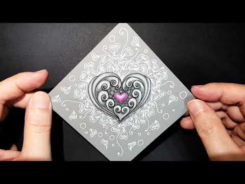七夕情人節快樂!禪繞心型寶石輕鬆畫!Zentangle Gem!