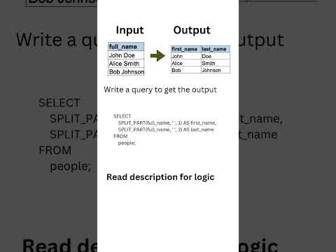 SQL Tips extract First name and last name from full name  #sql #interview #sqltips #database