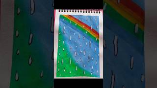 Rain drops💧 and Rainbow🌈 drawing ✍️ and painting🎨