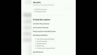 Manual Tester #fresher #experienced #getemployed #youtubeshorts #manualtestingjobs #qajobs