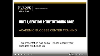 Uni1 Section 1: The Tutoring Role