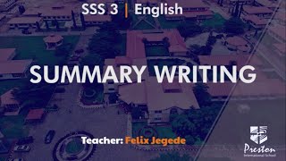 Summary Writing - SSS3 English