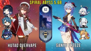 C1 Hutao Overvape and C0 Ganyu Freeze | Genshin Impact Abyss 5.6B Floor 12 9 Stars