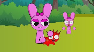 Sprunki Raddy & Pinki Baby Cause Trouble by Poking a Beehive, Making Pinki’s Mom Furious!