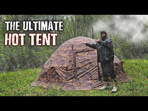 Camping Out on a Chilly Rainy Spring Day in my new RBM UP-5 Hot Tent