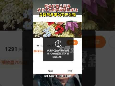 3月14日报道，职业打假人王海多个平台账号被禁止关注，关联的多家公司已注销！