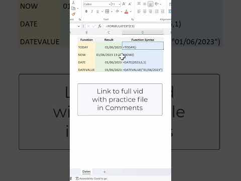 Excel Functions (TODAY vs NOW vs DATE vs DATEVALUE)