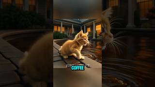 Kitten swims in Coffee pool! #cats #cutecat #funny #catlovers