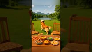 Chef Dog Hosts a Puppy Picnic Feast! 🧀🐶🍕 #puppy #dubidubidu #cute #catimama #goldenretriever