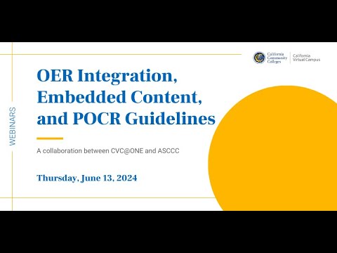 OER Integration, Embedded Content, and POCR Guidelines