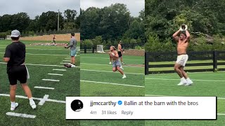 JJ McCarthy, TJ Hockenson, and Josh Oliver are "Ballin at the Barn" 👀👀👀