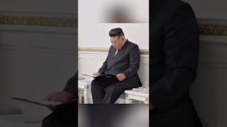 Chairman Kim Jong Un reviews his speech before entering the meeting. #northkorea #kimjongun #israel