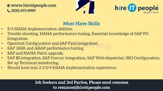 SAP Technical Jobs | SAP Basis Jobs | Princeton, NJ | Job ID: 33953 |